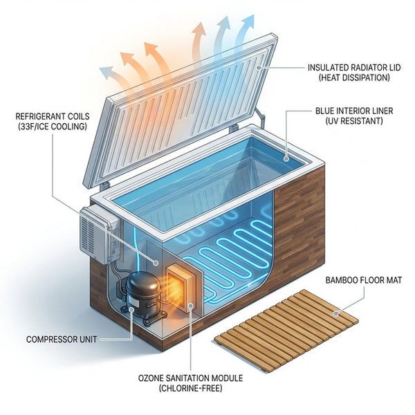 Cold Plunge Tub Built for Year-Round Recovery, Built-In Compressor, Ozone Sanitation, Weatherproof