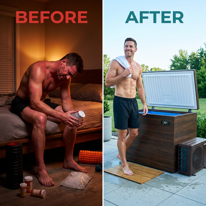 Residential Cold Plunge Built for Year-Round Recovery, Built-In Compressor, Ozone Sanitation, Weatherproof — Before & After