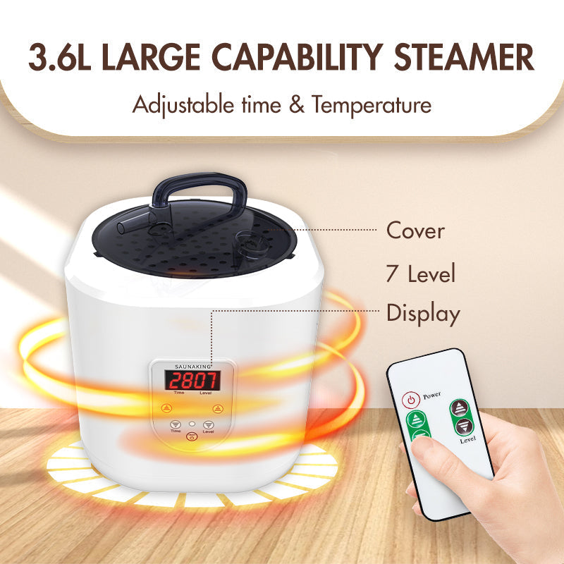 3.6-liter portable sauna steam generator with lid, digital controls and remote