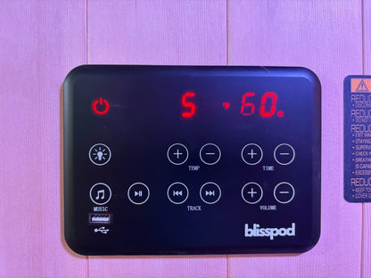 Blisspod Milano sauna digital touch control panel for temperature timer and lighting
