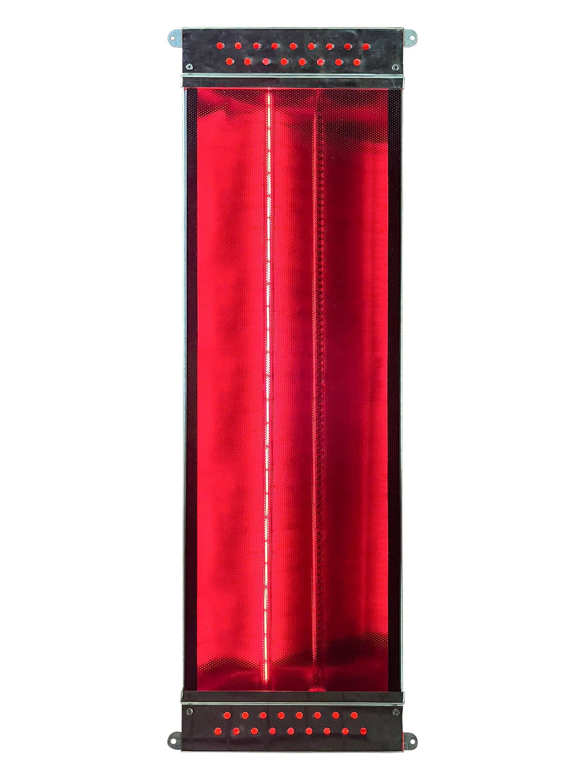 Red glass infrared heater panel included with the Blisspod Milano full spectrum sauna
