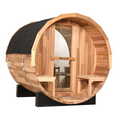 Blisspod Prague Outdoor Cedar Barrel Sauna with Full Glass Back & Porch Seats