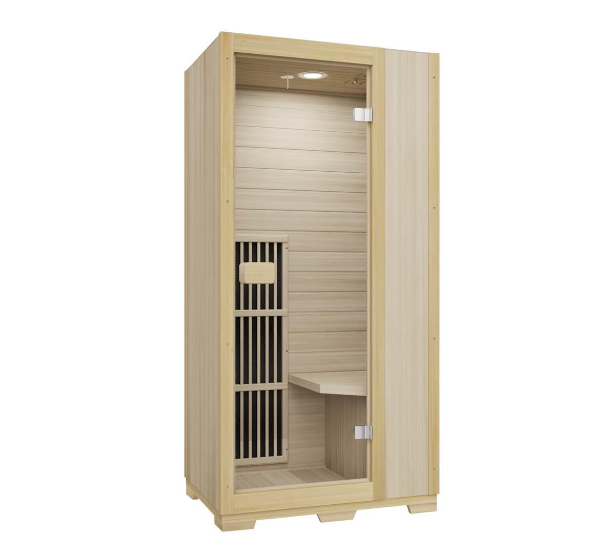 Blisspod Vienna personal infrared sauna in natural wood finish
