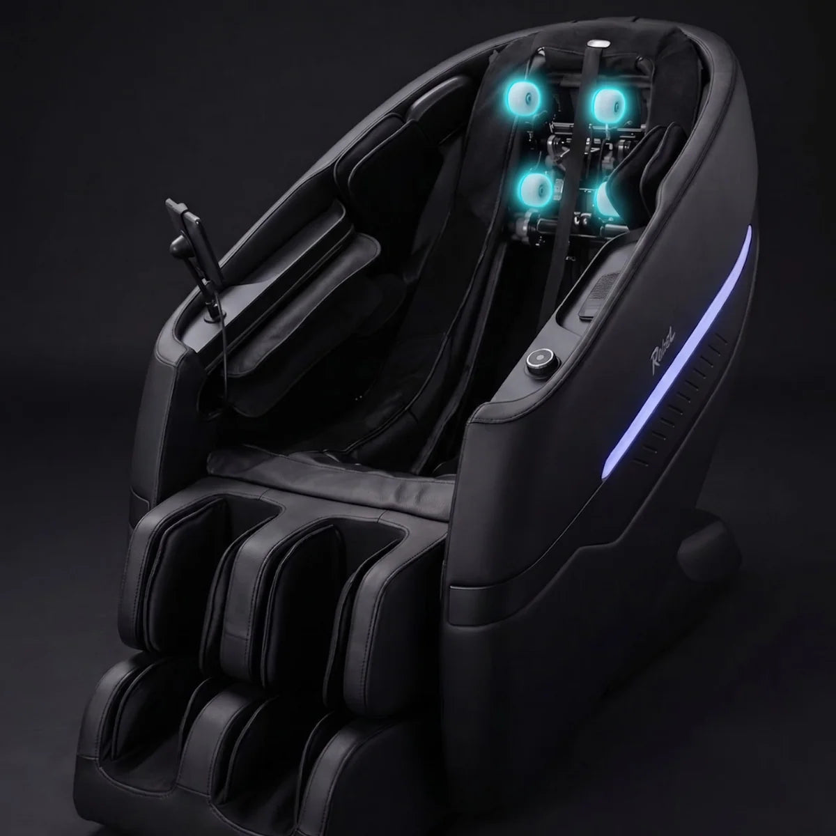 Floridian Rebel 4D massage chair illustration highlighting internal massage rollers