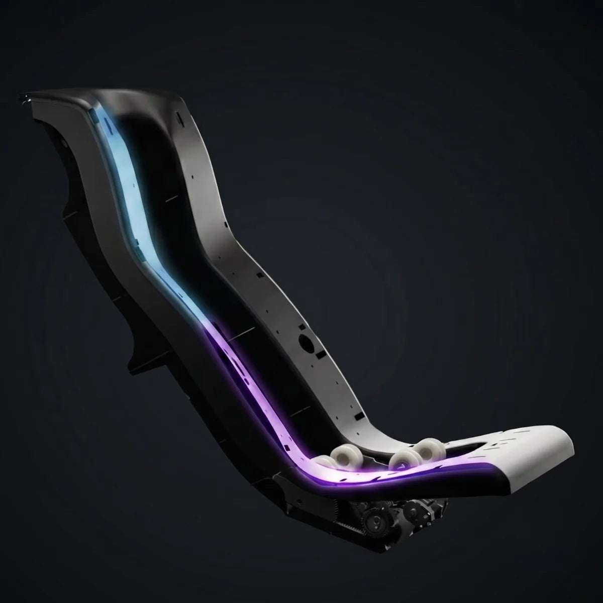 Illustration of Floridian Rebel 4D massage chair S+L track and roller mechanism