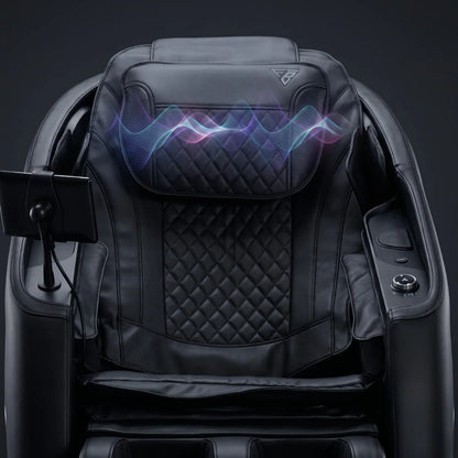 Floridian Rebel 4D massage chair headrest with speaker audio illustration