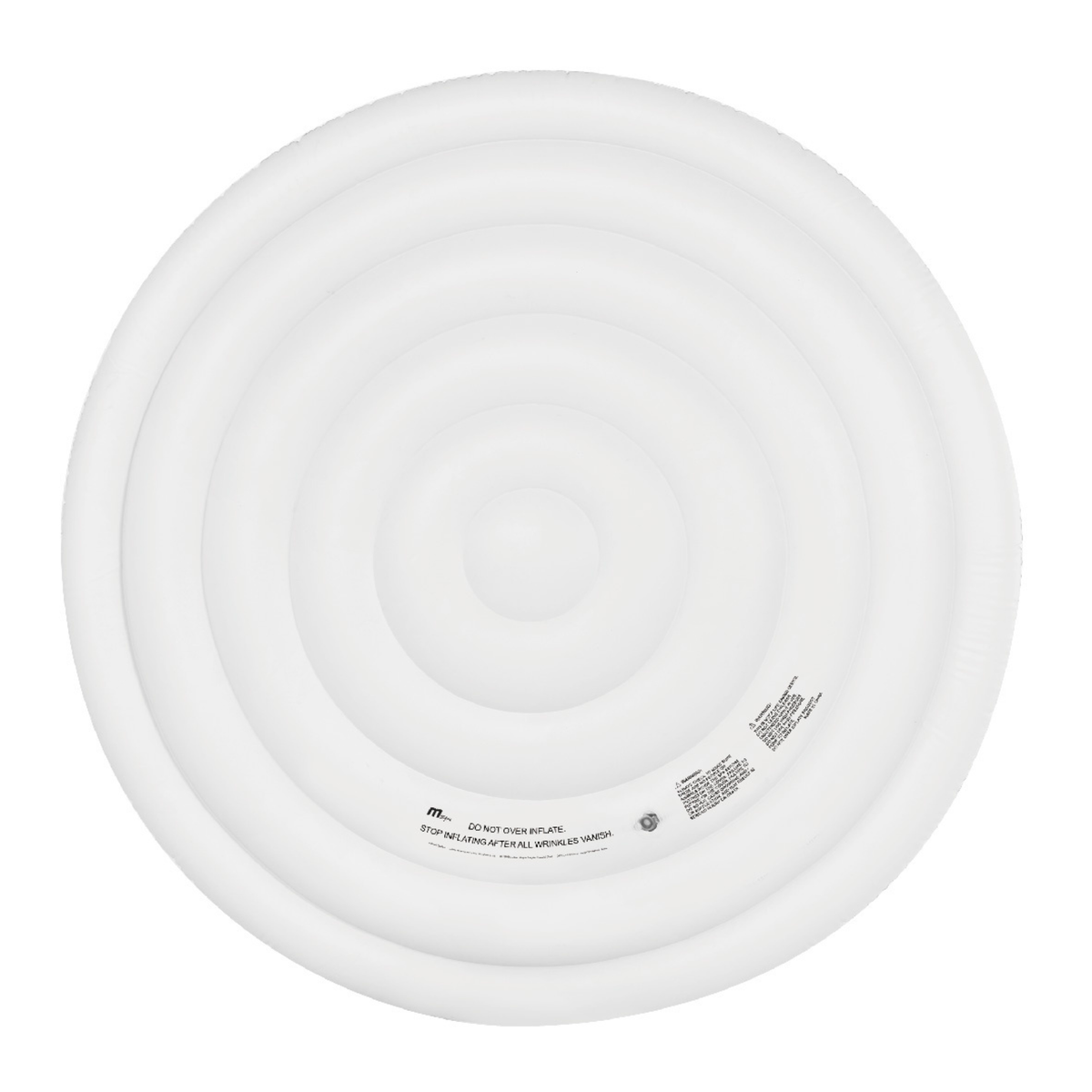 Round white spa component with concentric circular detailing
