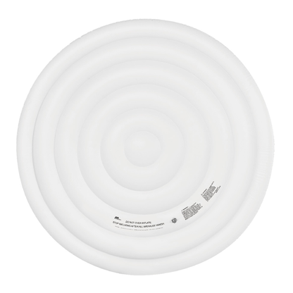 Round white spa component with concentric circular detailing

