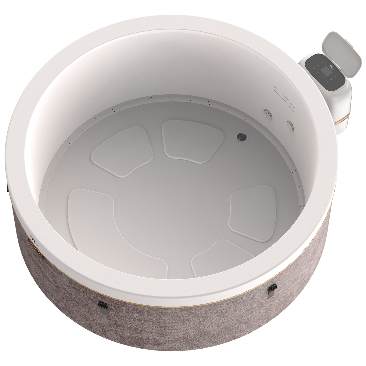 Overhead view inside the MSpa COCOON round hot tub showing the interior basin
