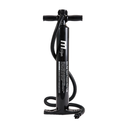 Black manual inflation pump pictured with MSpa MONO hot tub accessories
