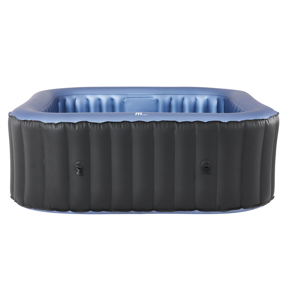 MSpa Tekapo 6-person square inflatable hot tub with dark exterior and blue interior