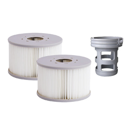 Two pleated filter cartridges and a filter mounting component for the MSpa Tekapo hot tub