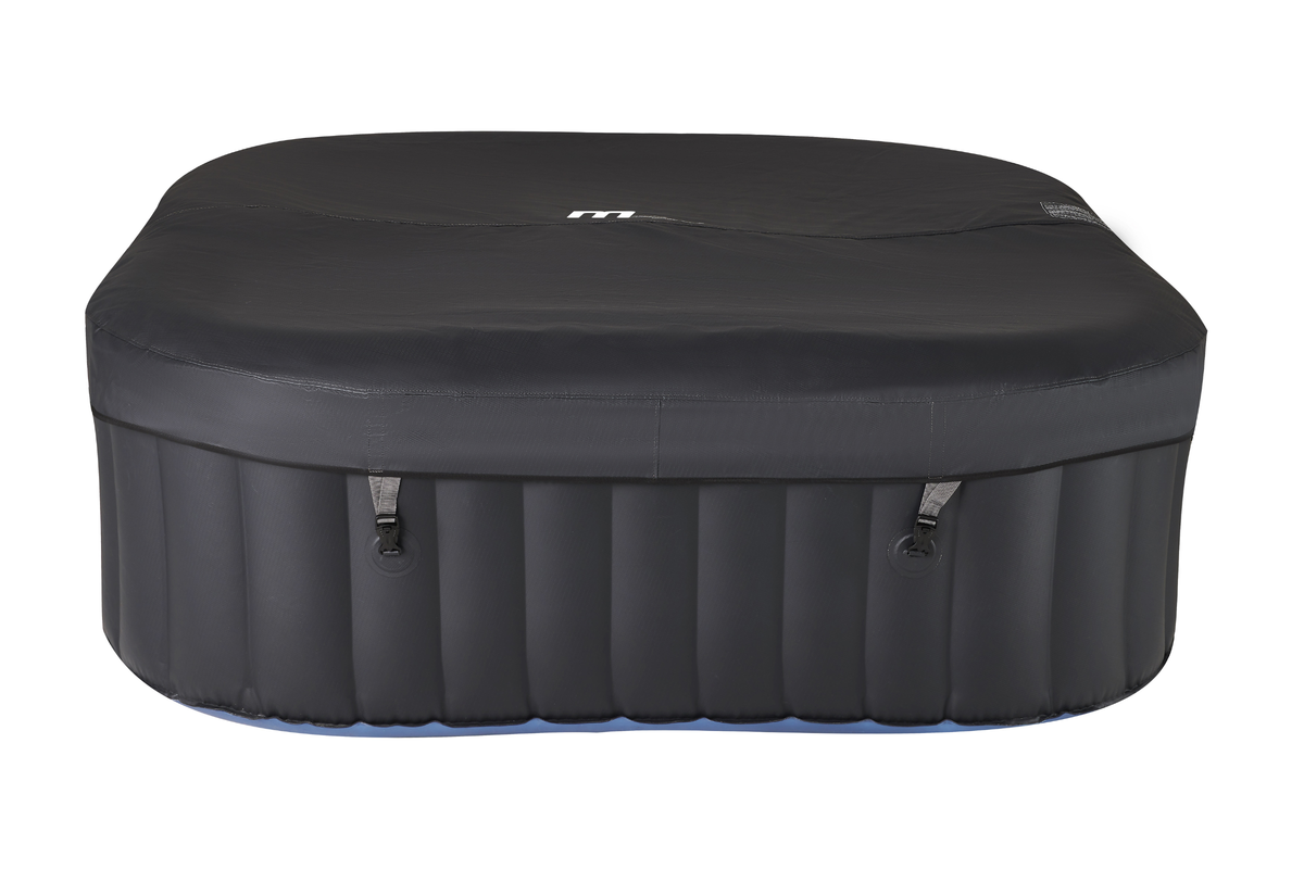 MSpa Tekapo square inflatable hot tub with its dark cover fitted