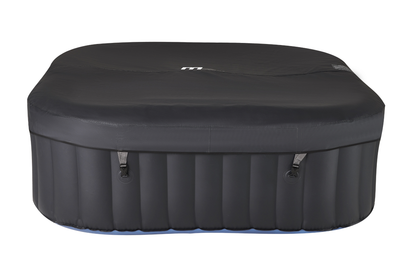 MSpa Tekapo square inflatable hot tub with its dark cover fitted